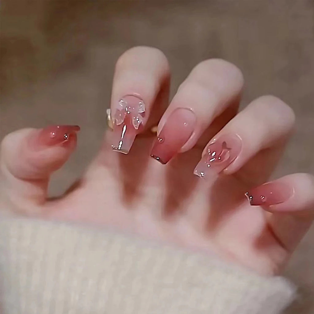 24 pieces of short trapezoid press-on nails